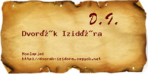 Dvorák Izidóra névjegykártya